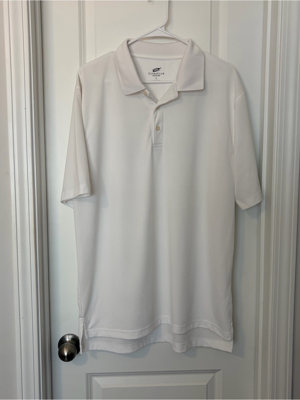 Ultra Club-Men’s White Performance Polo Shirt
Size L